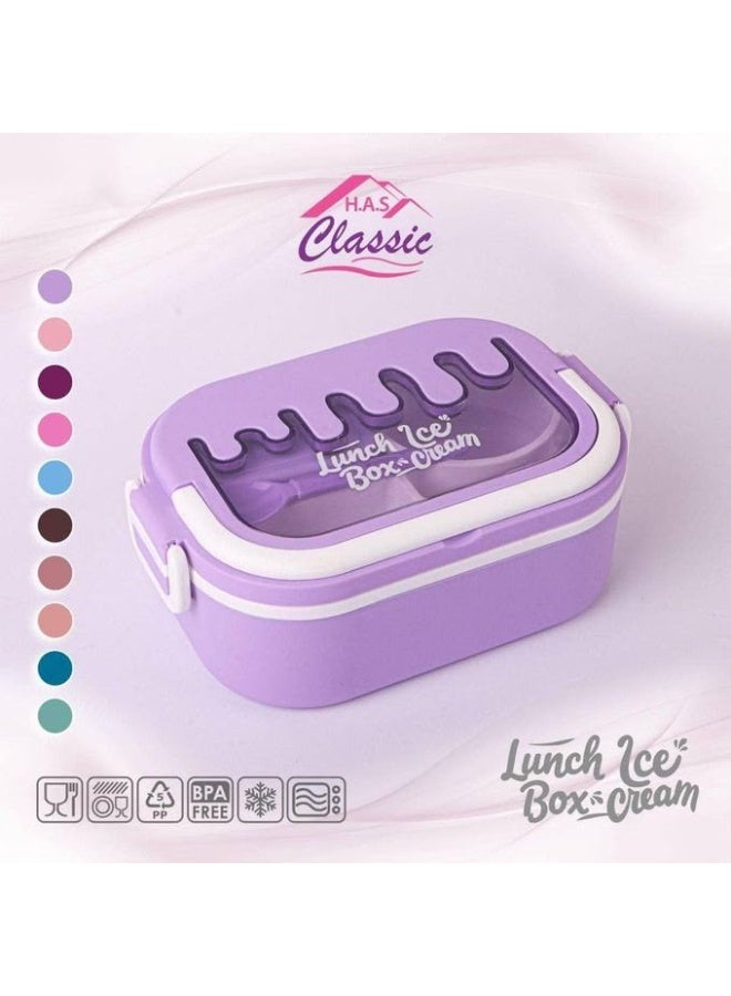 Classic Lunch Ice Cream Box with Dividers and Small Container Multicolour Reusable Food Storage Lunch Box for School Office Travel Picnic Snacks Dessert and Daily Meal Organization for Meal Use - Image 2