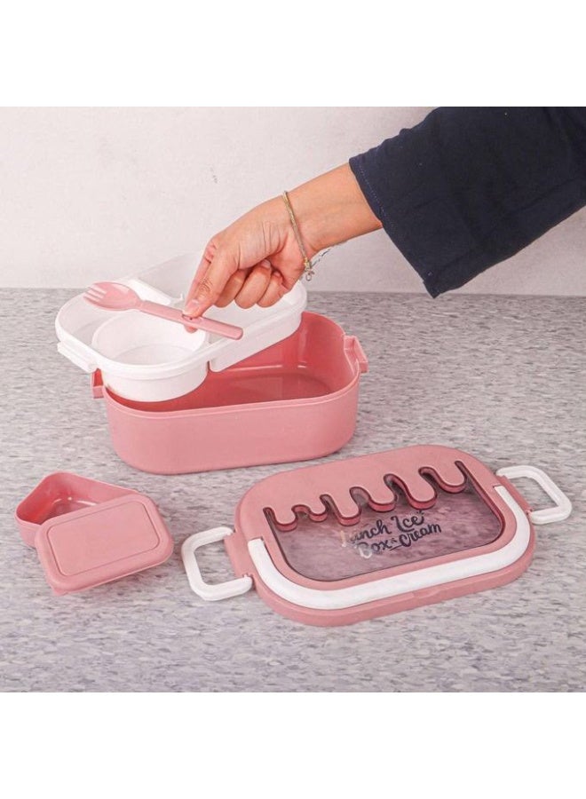 Classic Lunch Ice Cream Box with Dividers and Small Container Multicolour Reusable Food Storage Lunch Box for School Office Travel Picnic Snacks Dessert and Daily Meal Organization for Meal Use - Image 5