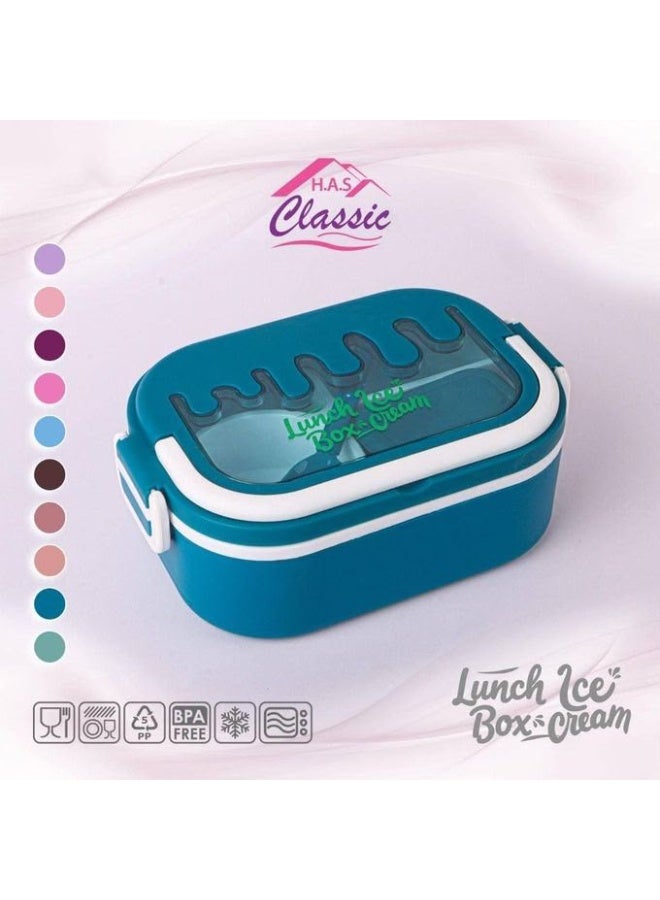 Classic Lunch Ice Cream Box with Dividers and Small Container Multicolour Reusable Food Storage Lunch Box for School Office Travel Picnic Snacks Dessert and Daily Meal Organization for Meal Use - Image 3