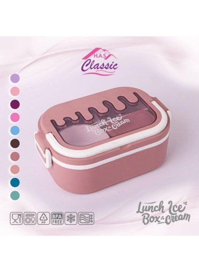Classic Lunch Ice Cream Box with Dividers and Small Container Multicolour Reusable Food Storage Lunch Box for School Office Travel Picnic Snacks Dessert and Daily Meal Organization for Meal Use - Image 1