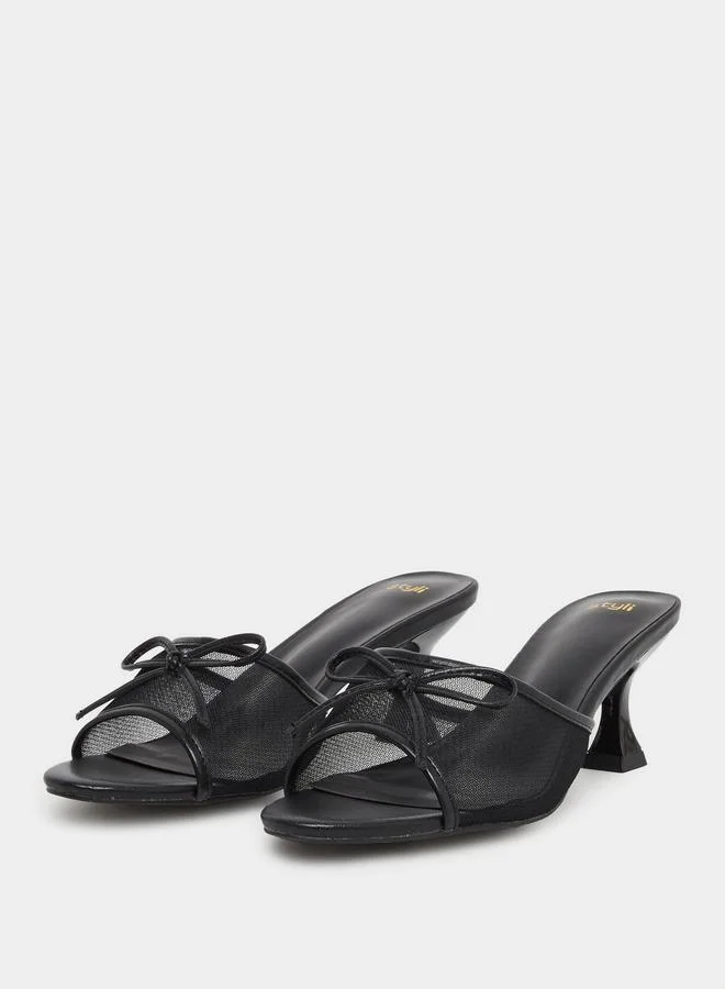 ستايلي Styli Bow Detail Kitten Heel Sandals