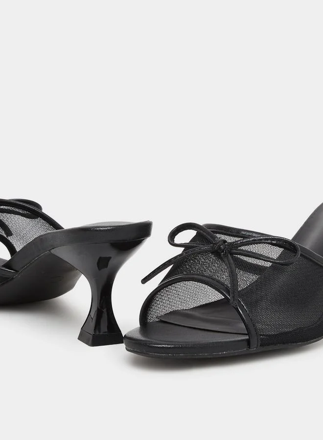 ستايلي Styli Bow Detail Kitten Heel Sandals