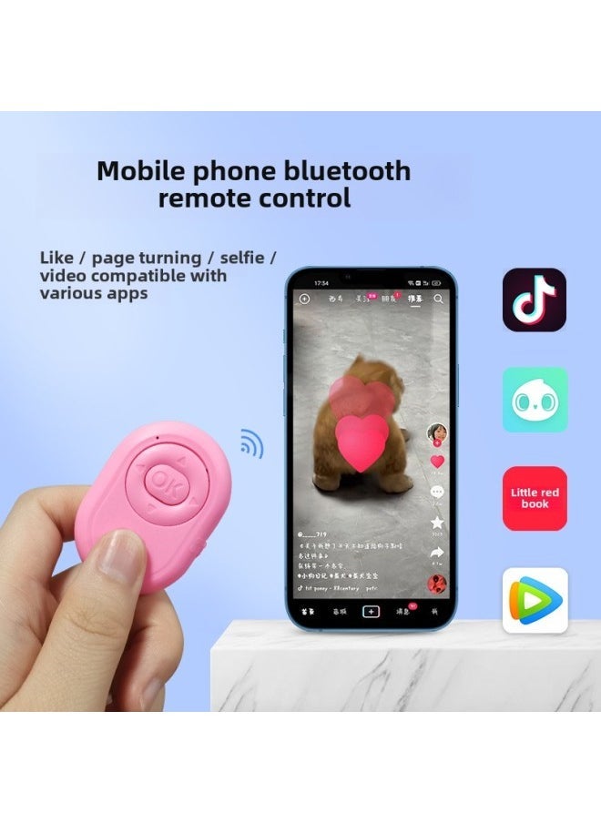 Mobile Phone Bluetooth Remote Control Camera Tremolo Artifact Selfie Stick Controller Reading Novel Page Turning Button Wireless Shutter-Color:Black + Color Box + Manual - Image 1