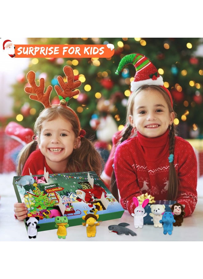 Sakayo Christmas Advent Calendar 2024 for Kids 24 Days Christmas Countdown Calendar with 24 Pcs Animal Finger Puppets Plush Toys Christmas Party Favors Xmas Gifts for Toddler Boys Girls Children Teens  - Image 1