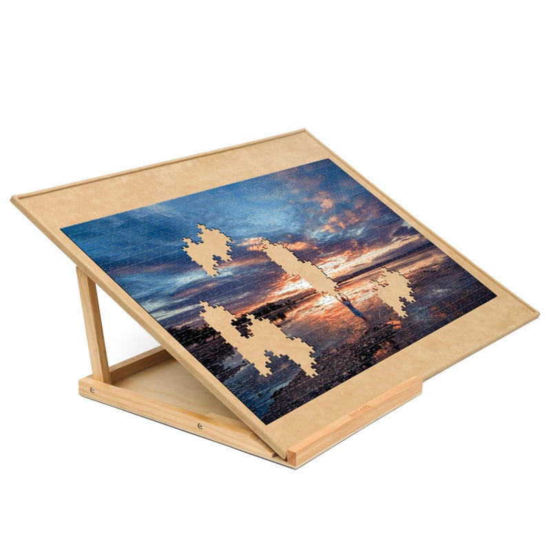 Becko US 1000-pc Jigsaw Puzzle Board with Bracket/Stand, Portable Jigsaw Puzzle Table with 2 Angle Adjustments, Premium Smooth Flannel Surface, for 1000 Piece Horizontal/Vertical Jigsaw Puzzles - Image 1