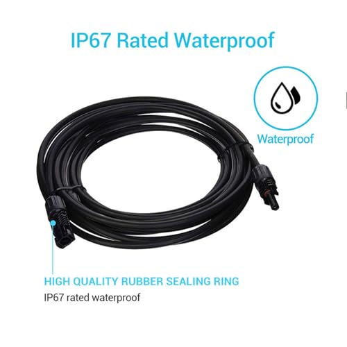 Renogy Solar Panel Extension Cable with Female and Male Connector Waterproof Wire Adaptor, 1.5Ft 12AWG, 1 Piece, Black - Image 2