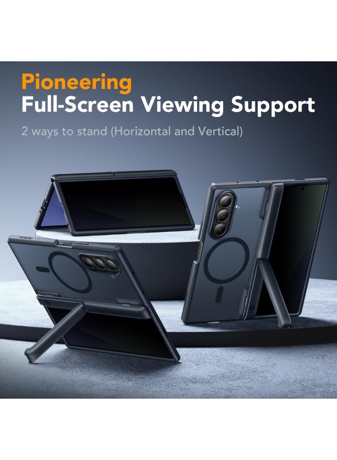 موبوسي غطاء لهاتف سامسونج جالاكسي زد فولد 7 مع واقي شاشة للخصوصية، مزوّد بـ حامل خفي ومتوافق مع MagSafe وحماية كاملة للمفصلة، غطاء صدمات متين باللون الأسود - Image 2