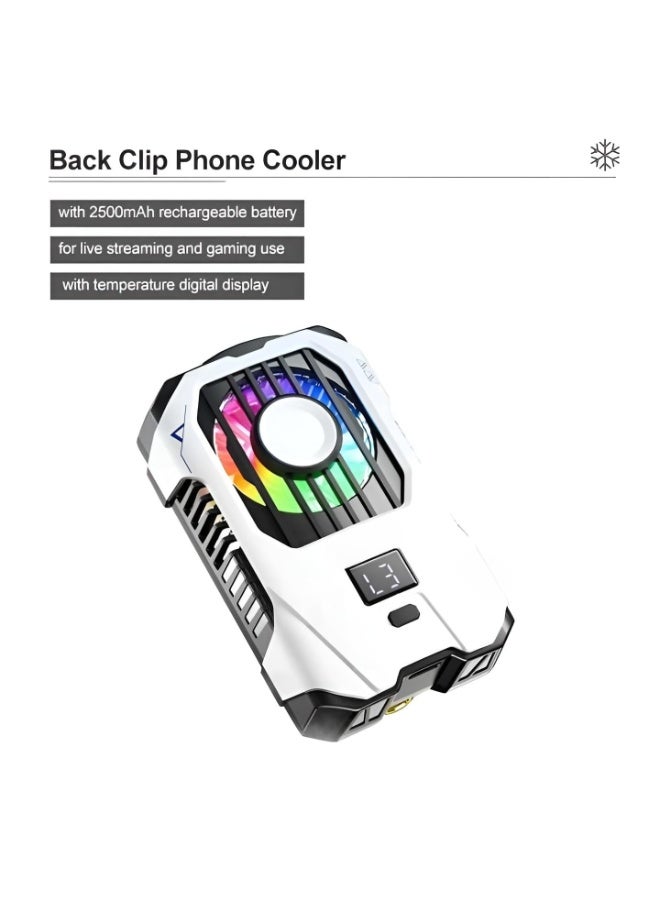 Mobile Phone Cooling Fan with Semiconductor System Built-in Battery Temperature Display Type C White Compatible up to 89mm Width  - Image 3