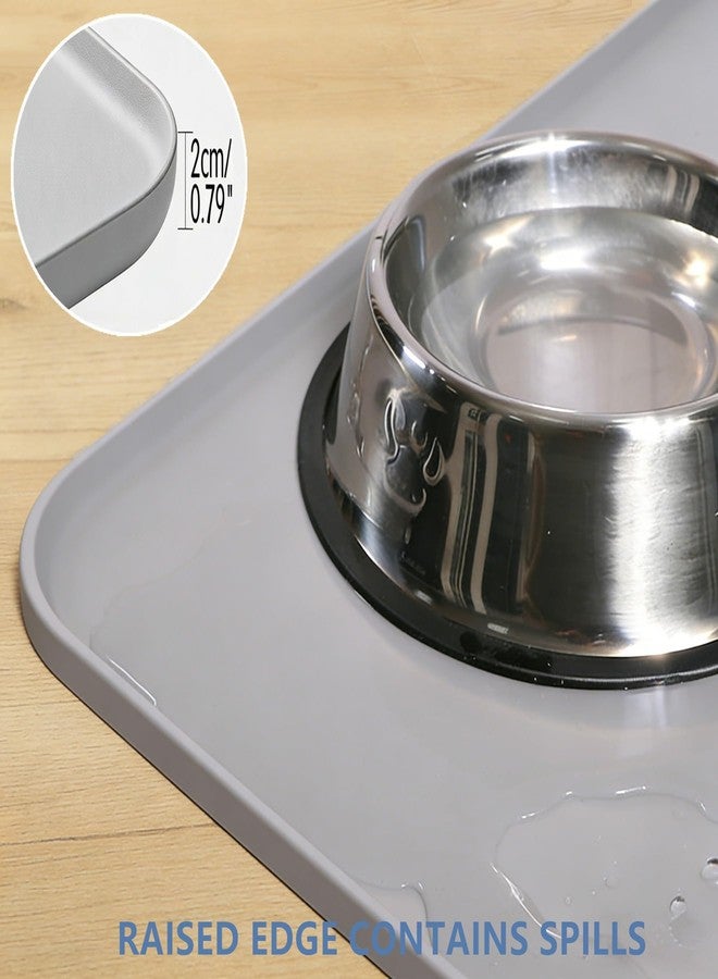 IYYI Dog Food Mat, 0.79" High Raised Edge Dog Bowl Mat (Black, 18"×12") - Image 3