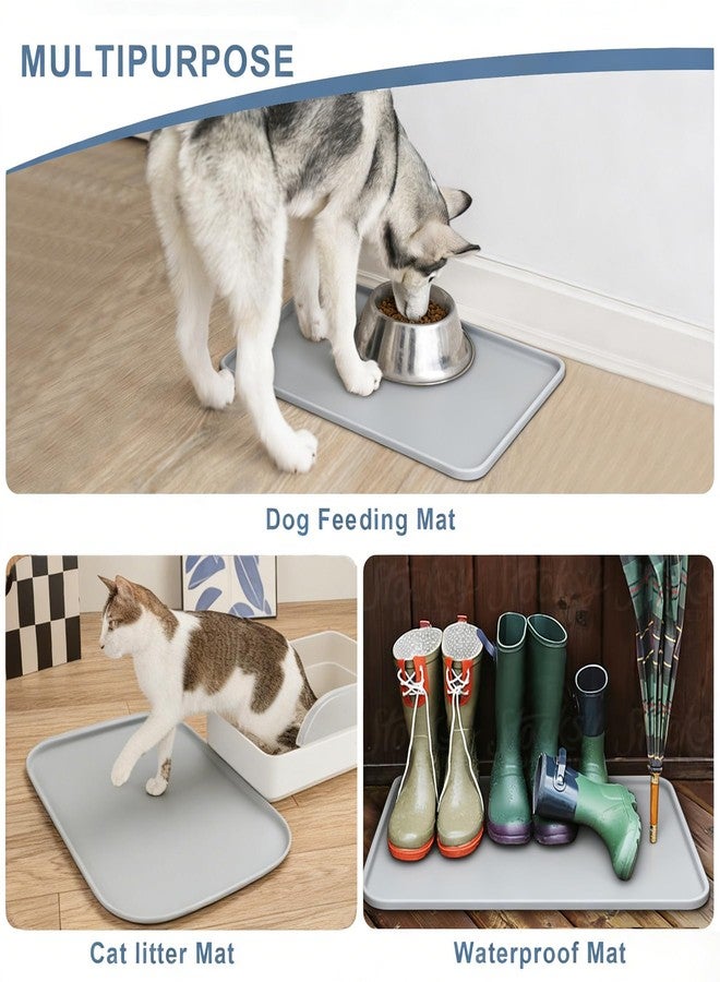IYYI Dog Food Mat, 0.79" High Raised Edge Dog Bowl Mat (Black, 18"×12") - Image 4