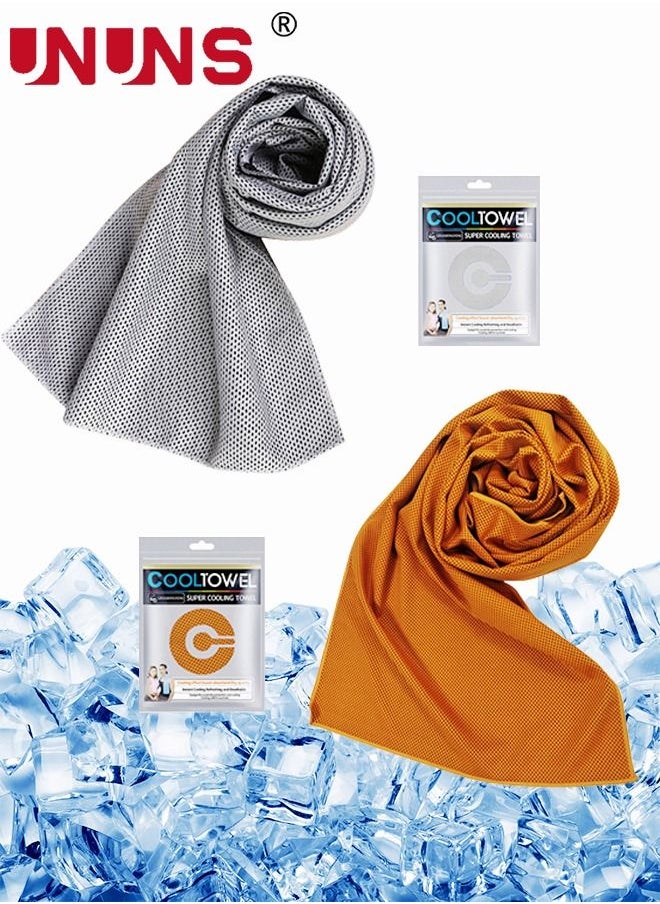 UNUNS Cooling Towels,2 Pack Cooling Towels For Neck And Face,Microfiber Towel,Soft Breathable Chilly Towel Stay Cool,Sweat Rags For Sports/Gym/Yoga/Pilates/Fitness /Running/Camping Activities,100x30cm  - Image 1