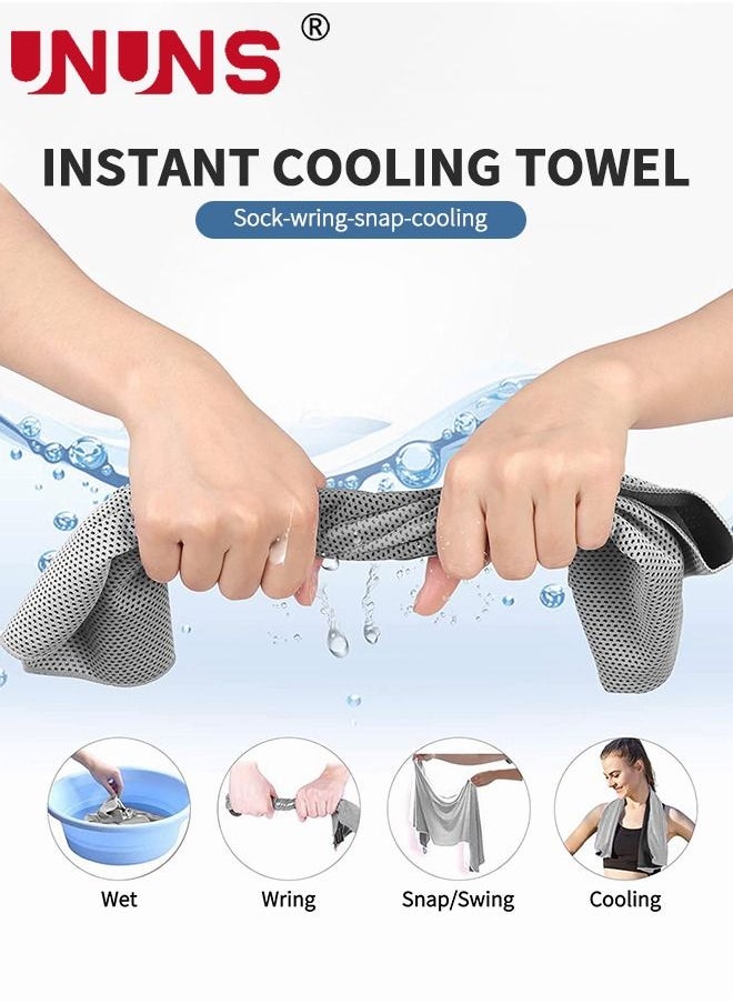UNUNS Cooling Towels,2 Pack Cooling Towels For Neck And Face,Microfiber Towel,Soft Breathable Chilly Towel Stay Cool,Sweat Rags For Sports/Gym/Yoga/Pilates/Fitness /Running/Camping Activities,100x30cm  - Image 2