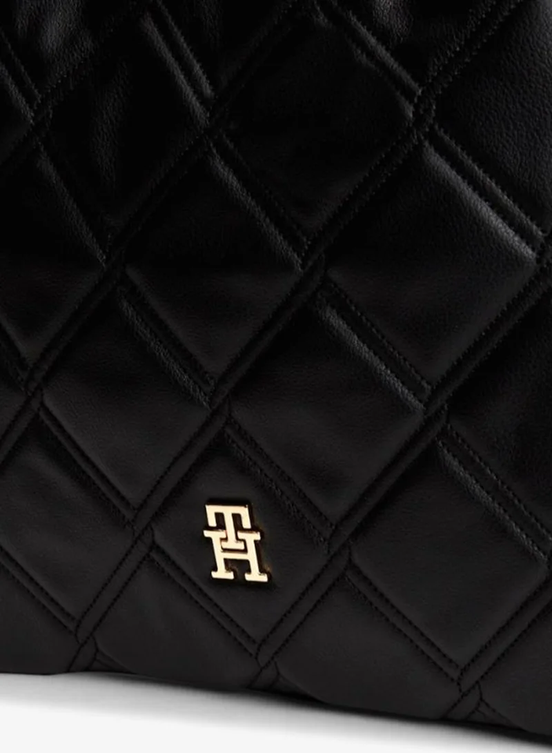 Tommy Hilfiger Black Monogram Quilted Tote Bag for Women | Best Price UAE