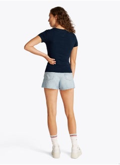 TOMMY JEANS Women's 2 Pack Essential Slim T-Shirts - Cotton Blend, Blue  - Image 5