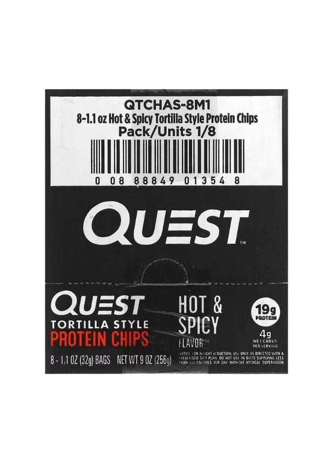 Quest Nutrition Tortilla Style Protein Chips Hot and Spicy 8 Bags 1.1 oz 32 g Each - Image 2