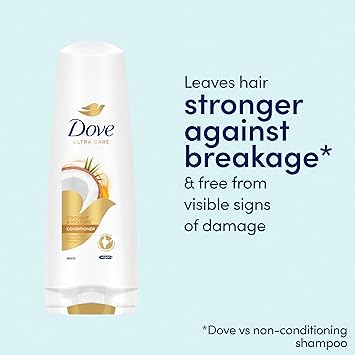 Dove بلسم دوف الترا كير لاستعادة الشعر بجوز الهند مع زيت جوز الهند والكركم لشعر أقوى بدون علامات تلف ضد التكسر 350 مل - Image 3