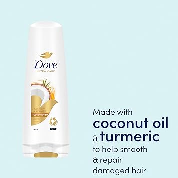 Dove بلسم دوف الترا كير لاستعادة الشعر بجوز الهند مع زيت جوز الهند والكركم لشعر أقوى بدون علامات تلف ضد التكسر 350 مل - Image 4