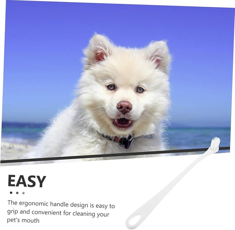 فرشاة أسنان مزدوجة الرأس للكلاب الصغيرة مع فرشاة الأصابع لتنظيف الأسنان بسهولة والعناية بالفم - Image 4