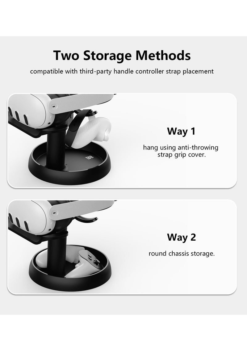 SYOSI VR Stand Holder Compatible with Meta Quest 3/Oculus Quest 2/Pico 4/Vision Pro - Universal Headset Vertical Display Dock Station, Stable Bracket with Storage Round Base - Image 5
