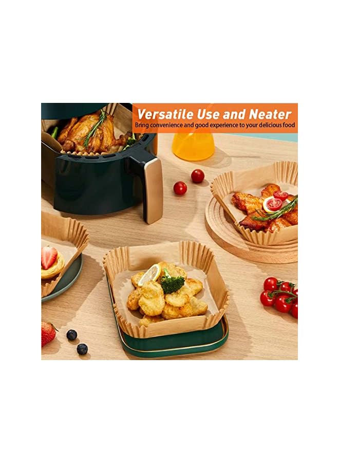 S-TOP 50Pcs Air Fryer Disposable Paper Liner, Air Fryer Liners Square, Baking Paper for Air Fryer Water-proof,Parchment Paper for Baking Roasting Microwave,7.9 inch/20cm,Square - Image 4