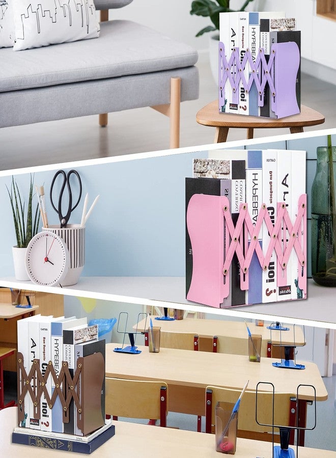 Aobopar Metal Bookends - Heavy Duty Book Holders for Shelves, Office, Home & School Use (Purple) - Image 2