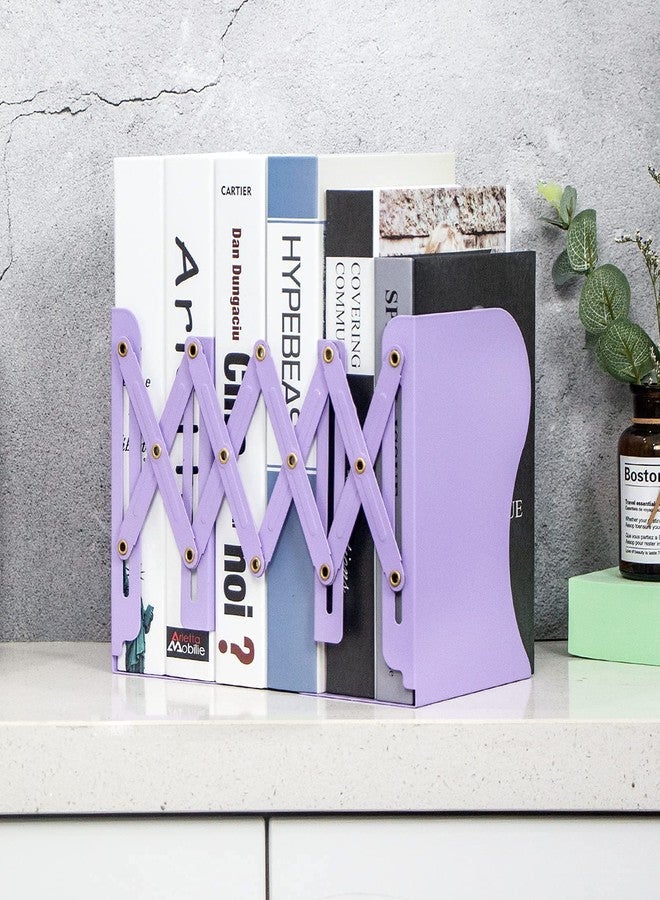 Aobopar Metal Bookends - Heavy Duty Book Holders for Shelves, Office, Home & School Use (Purple) - Image 3