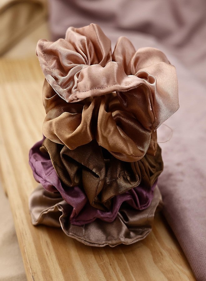 Cart Log Satin Silk Scrunchies For Women And Girls Set Of 12 Scrunchie for Less Hair fall Hairbands Rubber Band Scrunchies For Girls Best Gift For Mom, Sister Multicolor (Pack of 12) (Neutral shades) - Image 3