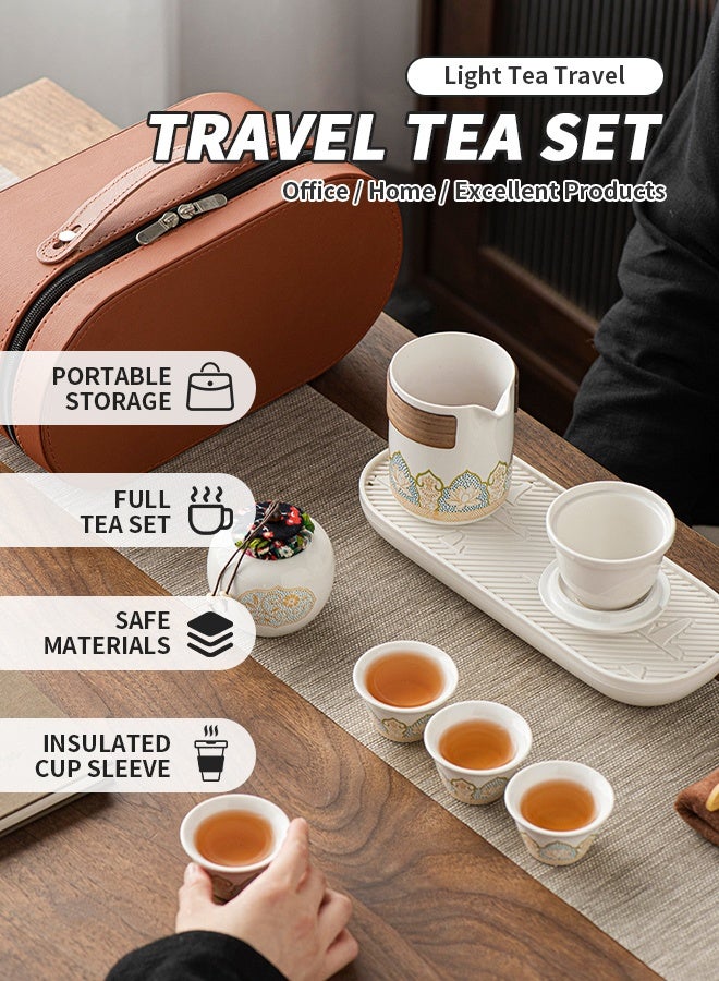 10-In-1 Ceramic Tea Cups Set, Matcha Gift Box Porcelain Matcha Teapot With Ceramic Teapot, Tea Caddy, 4 Cups And Tray Suitable For Home Gifts - Image 2