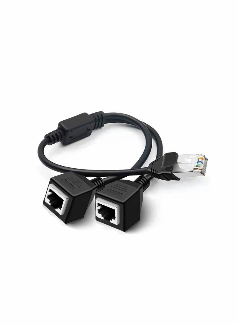 كابل موزع إيثرنت RJ45، محول شبكة LAN 1 ذكر إلى 2 أنثى كابل Y لشبكات Cat5 Cat6 Cat7 - Image 1