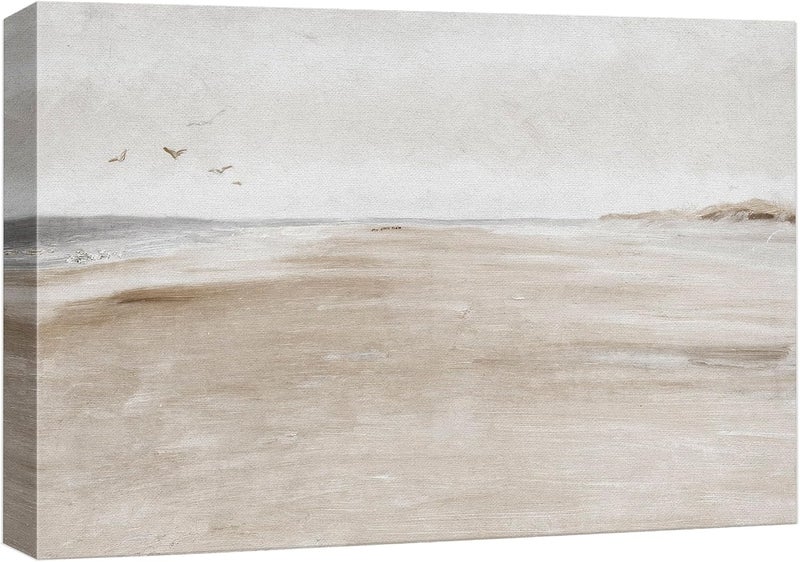 wall26 Canvas Print Wall Art Sandy Beach Coastal Landscape Nature Wilderness Illustrations Fine Art Decorative Farmhouse/Country Relax/Calm/Cozy Multicolor Zen for Bedroom - 12"x18" - Image 1