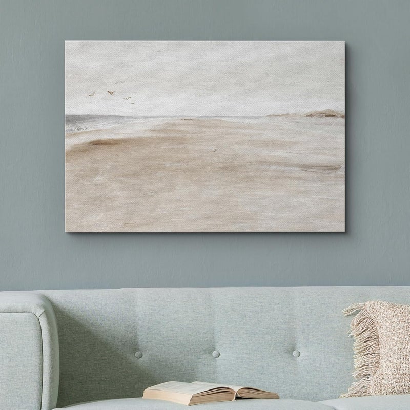 wall26 Canvas Print Wall Art Sandy Beach Coastal Landscape Nature Wilderness Illustrations Fine Art Decorative Farmhouse/Country Relax/Calm/Cozy Multicolor Zen for Bedroom - 12"x18" - Image 3