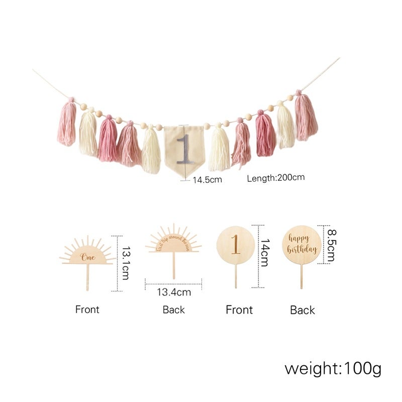 Baby Birthday Hat Banner Set High Bench Banner Pink High Bench Banner Pink
