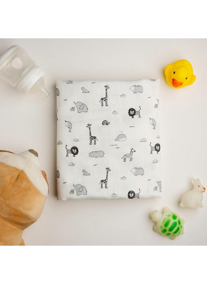 Mush - 100% Bamboo Swaddle : Ultra Soft, Breathable, Thermoregulating, Absorbent, Light Weight And Multipurpose Bamboo Wrapper/Baby Bath Towel/Blanket (1, Jungle Grey), 250 Tc - Image 1