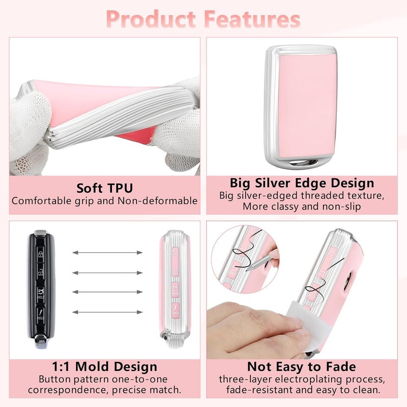 PIFOOG Pink TPU Key Fob Cover for Volkswagen - Image 5