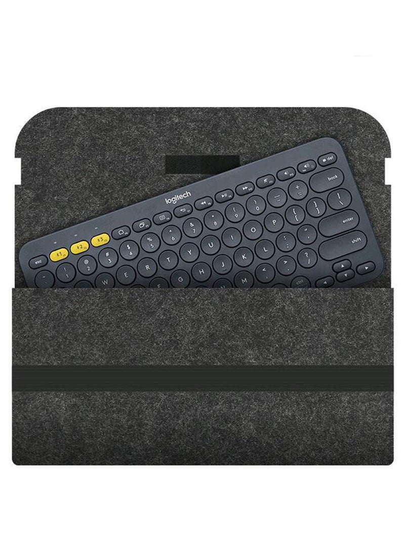 Keyboard Cover, Keyboard Cover for Logitech K380 Bluetooth Multi-Device Wireless Keyboard Felt Travel Bag Protective Sleeve Pouch (Black)  - Image 1