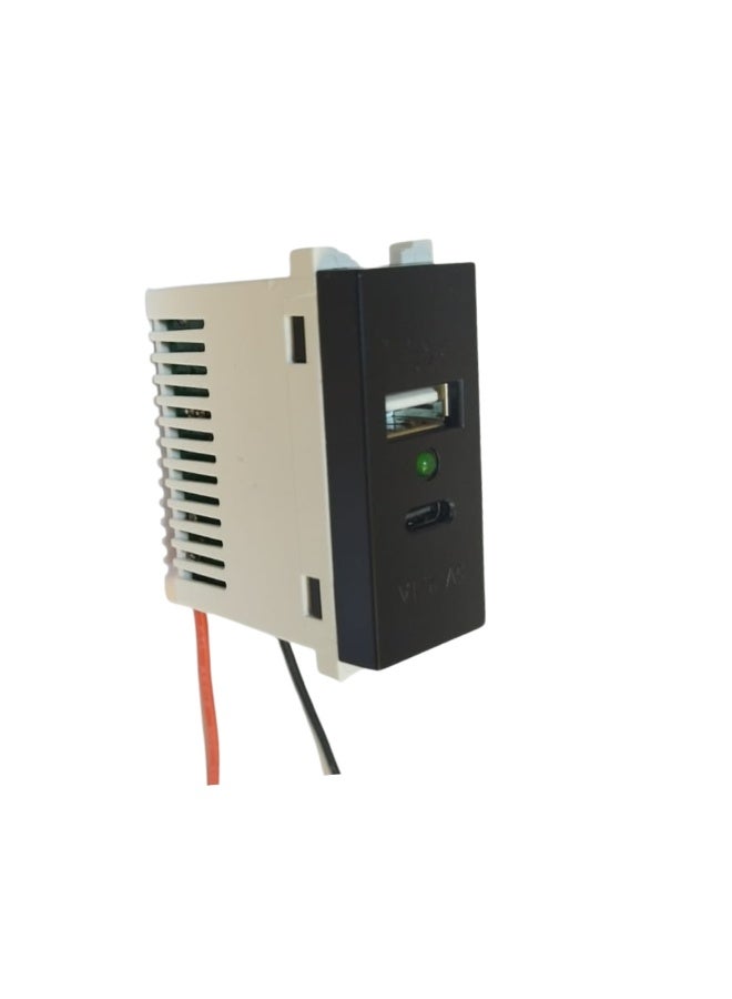 سانشي شرم بريزة شاحن اسود مط USB + Type C 5V – 2.1A – سانشي شرم - Image 2