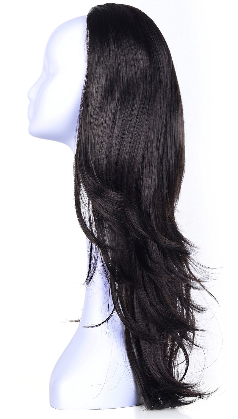 OneDor 22" Semi Curly Hair Women Ladies 3/4 Half Wig Premium Japanese Synthetic fibers Wigs with Secured Mesh Head Cap (R2) - Image 2