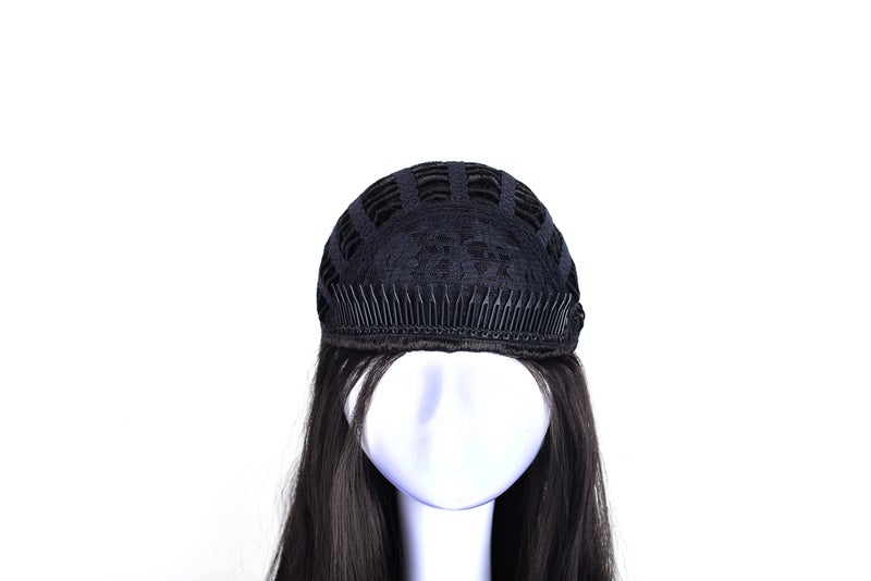 OneDor 22" Semi Curly Hair Women Ladies 3/4 Half Wig Premium Japanese Synthetic fibers Wigs with Secured Mesh Head Cap (R2) - Image 4