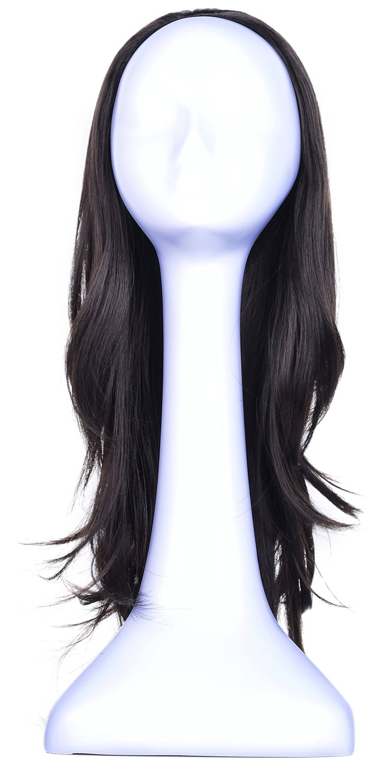 OneDor 22" Semi Curly Hair Women Ladies 3/4 Half Wig Premium Japanese Synthetic fibers Wigs with Secured Mesh Head Cap (R2) - Image 3