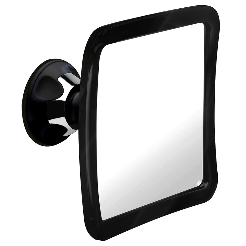 MIRRORVANA Fogless Shower Mirror for Shaving with Upgraded Suction Anti Fog Shatterproof Surface and 360 Swivel 1X Magnifying 63 x 63 Inch Black