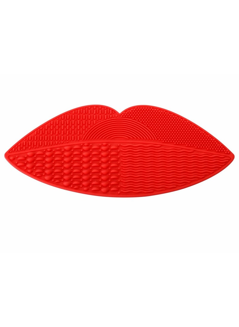 PINKZIO - PINKZIO Silicone Makeup Brush Cleaning Mat Brush Cleaner Mat Red 1 PCS - Image 1
