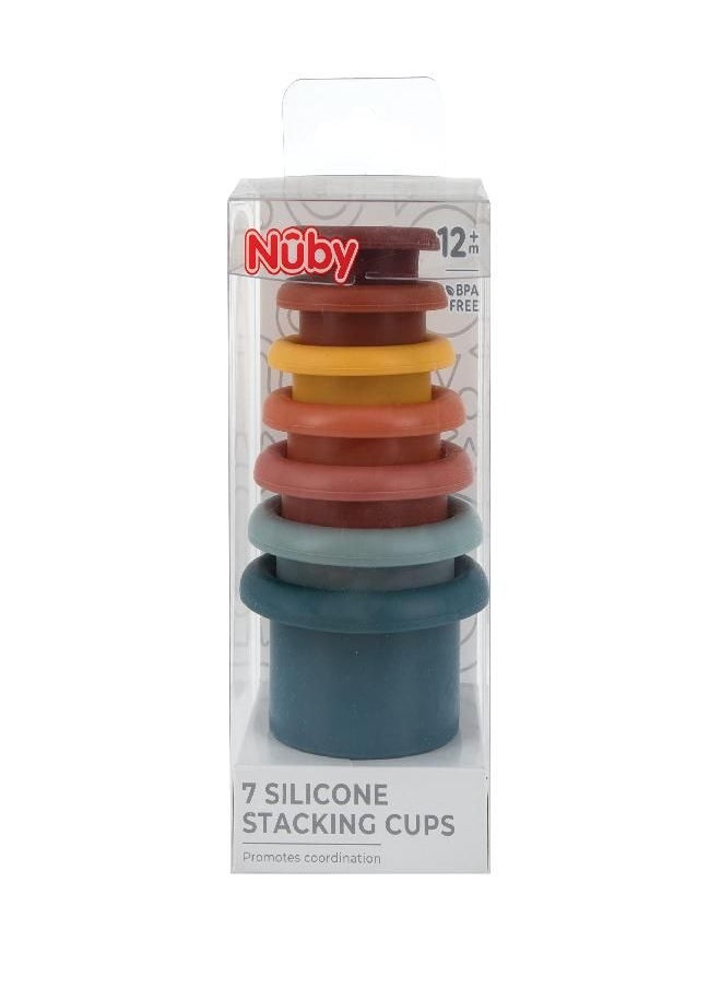 Nuby - Nuby Stacking Soft Silicone Cups Interactive Toy, Promotes Coordination, Seven Piece - Image 1