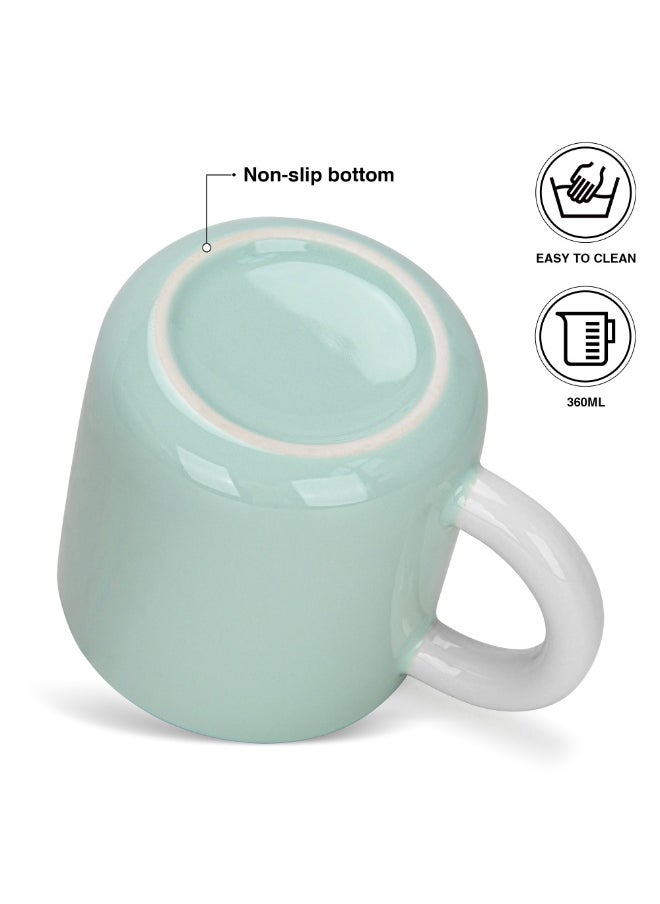 Fissman 2-Piece Coffee Mugs 360ml New Bone China Printed Tea Cups, Green Ceramic Mug for Hot Drinks, Latte, Cappuccino, Office or Home Use  - Image 2
