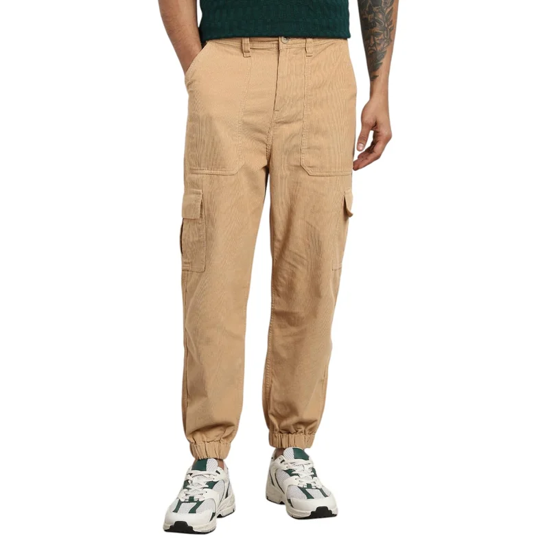NOBERO Men's Cargo Pants in Beige
