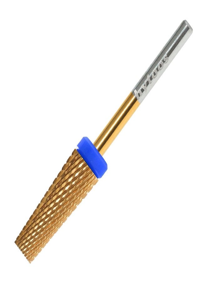 HYTOOS Titanium 5 in 1 Nail Drill Bit, 6 * 16mm Flat Top Tapered Professional Tungsten Carbide Bits for Gel Polish & Base Removal, Electric File Manicure Drills Accessories Tool,M - Image 1