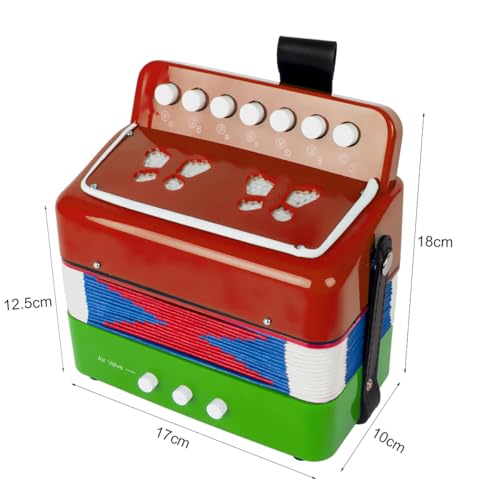 Horse Button Accordion, Horse 10 Keys Control Kids Accordion Musical Instruments for Kids Children Beginners Lightweight and Environmentally-friendly (Mixer Color) - Image 2
