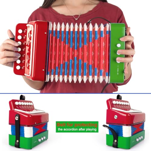 Horse Button Accordion, Horse 10 Keys Control Kids Accordion Musical Instruments for Kids Children Beginners Lightweight and Environmentally-friendly (Mixer Color) - Image 4