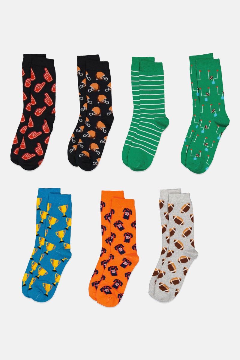 The Orrsum Sock Co Men 7 Pack Graphic Print American Football Socks, Multicolor - Image 3