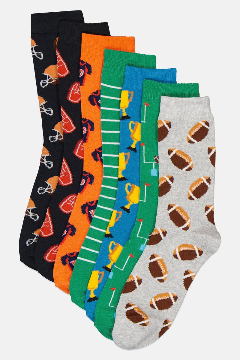 The Orrsum Sock Co Men 7 Pack Graphic Print American Football Socks, Multicolor - Image 1