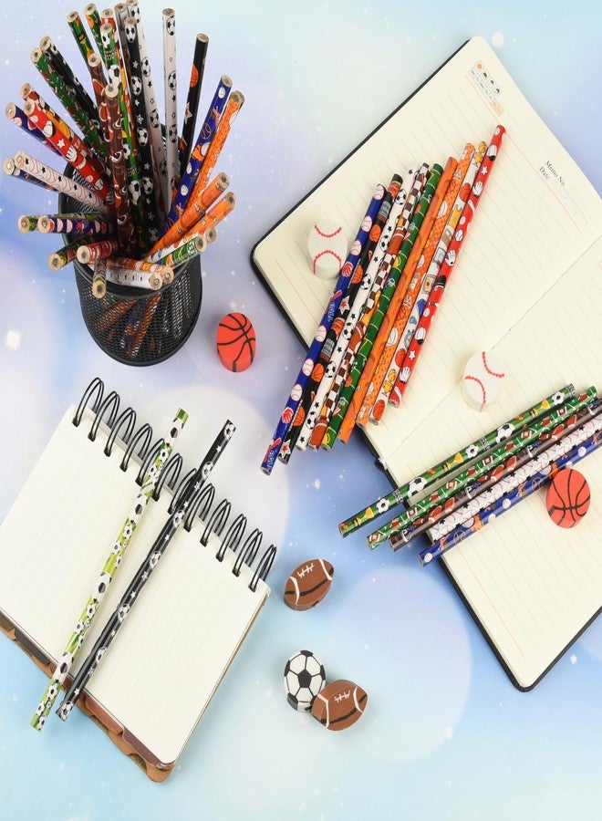 Ulema 48 Pcs Sports Pencils and Erasers for Boys Girls Sports Birthday Gifts Assortment Stationery Pencils for Students Office School Classroom Supplies. - Image 4